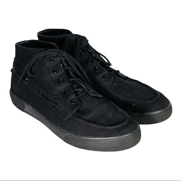 Polo by Ralph Lauren Shoes | Polo Ralph Lauren Men's Lander Chukka Shoes Size 11 D Black Lace Up High Tops | Color: Black | Size: 11 | Sharisprouse's